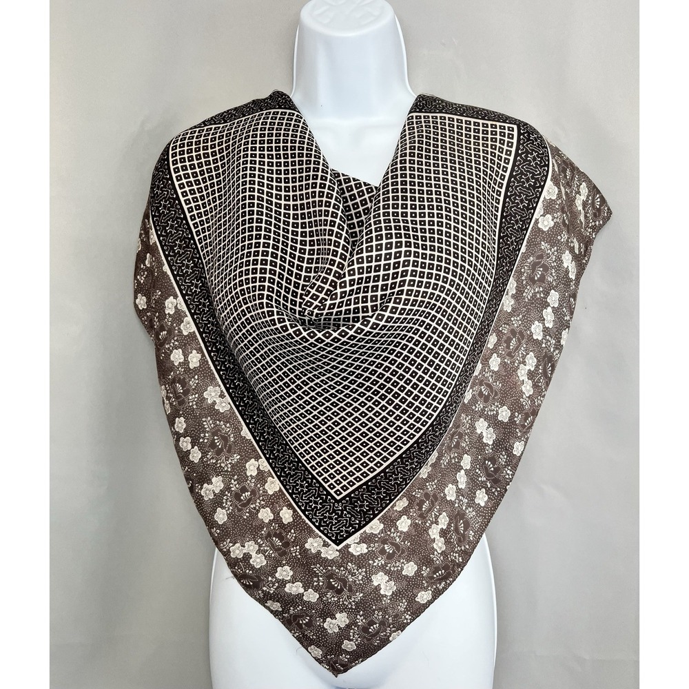 Vintage Fast Color Brown‎ WPL 209 Geometric / Floral Bandana 27"x27" Y2K